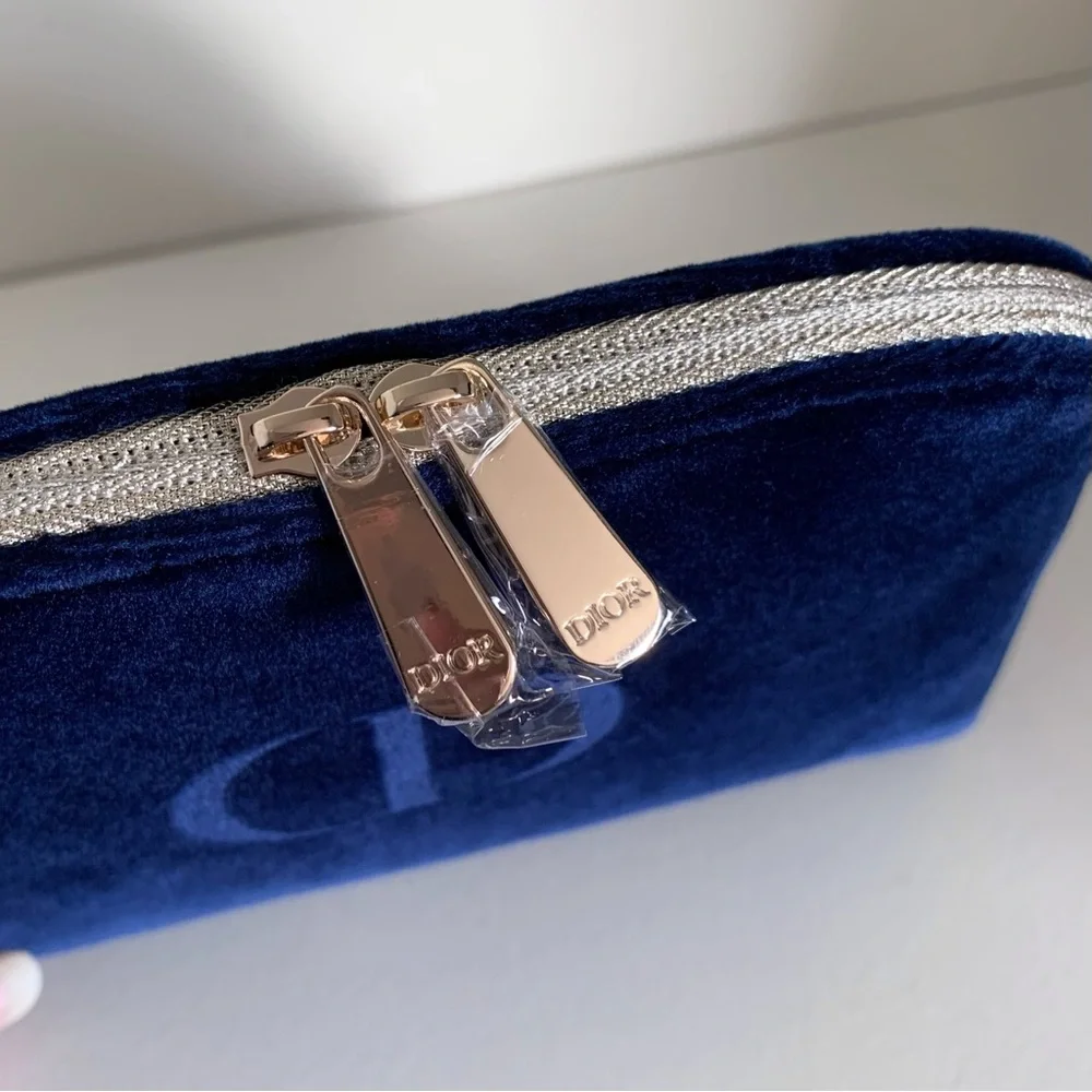Dior navy velvet zippy pouch
